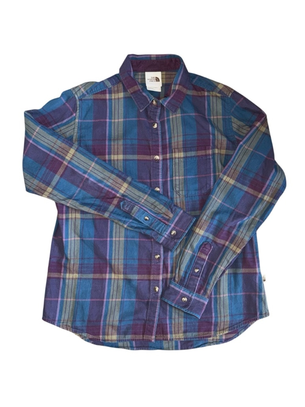 The North Face Plaid Button Shirt Womens Large Cotton Flannel Outdoor Top